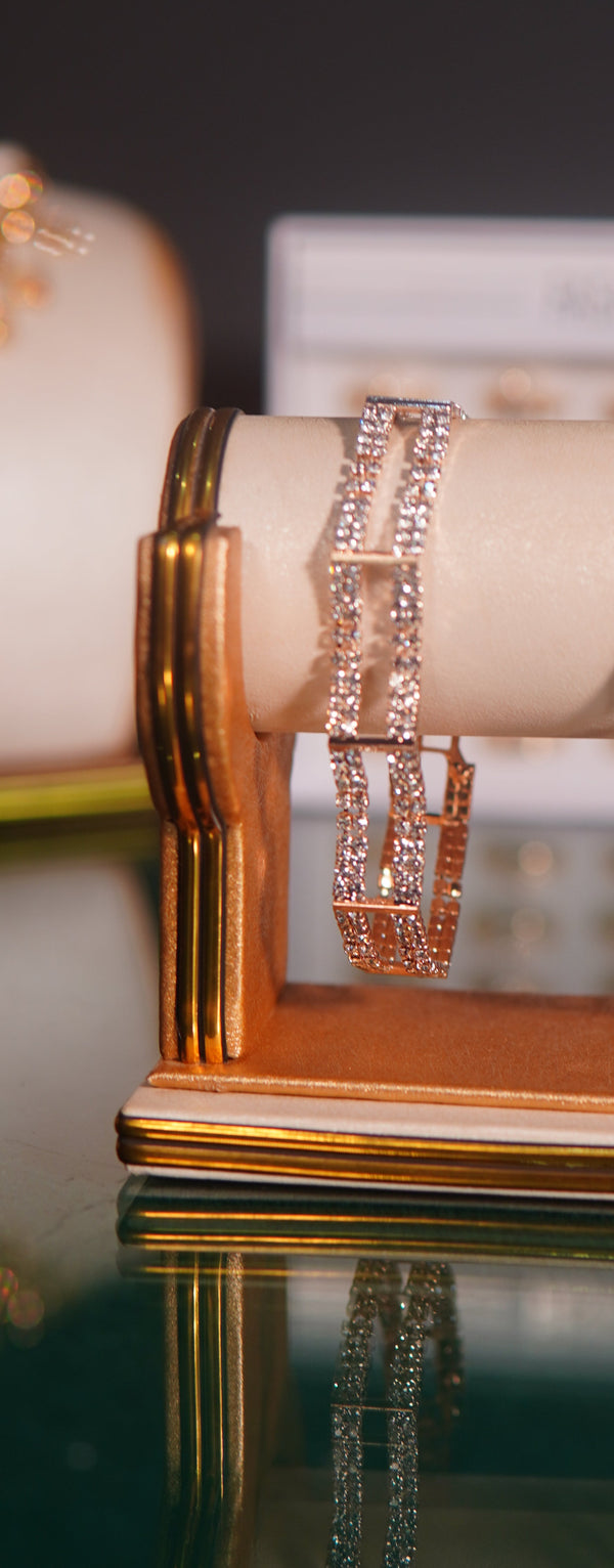 Premium Ladies Bracelet with Diamonds Golden-Silver