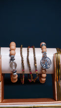 Bracelets Set for Women,Trendy Multilayer Stacking Elastic Bracelet,Colorful Crystal Beaded Heart Dangle Gold Charm Bangles