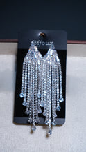 1pair Glamorous Rhinestone Tassel Drop Earrings For Women