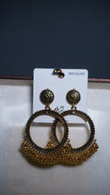 Golden Circle Oxidised Earring (Pearls Beads)