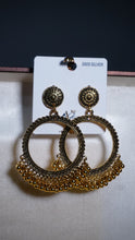 Golden Circle Oxidised Earring (Pearls Beads)