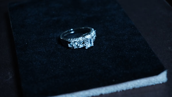 Vera Wang Love Collection Princess Cut Moissanite & Sapphire Anniversary Gift Ring